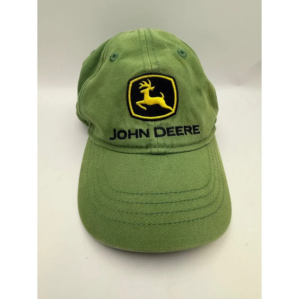 John Deere Youth Kids Hat Green Cotton Embroidered Logo Baseball Cap One Size